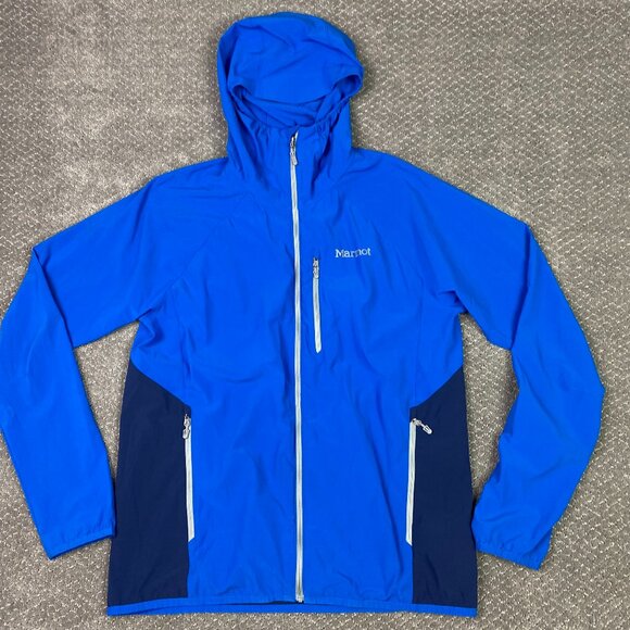 Marmot Lightstream Jacket Men's Large Blue Windbreaker Hiking Outdoor Hooded - Picture 1 of 12